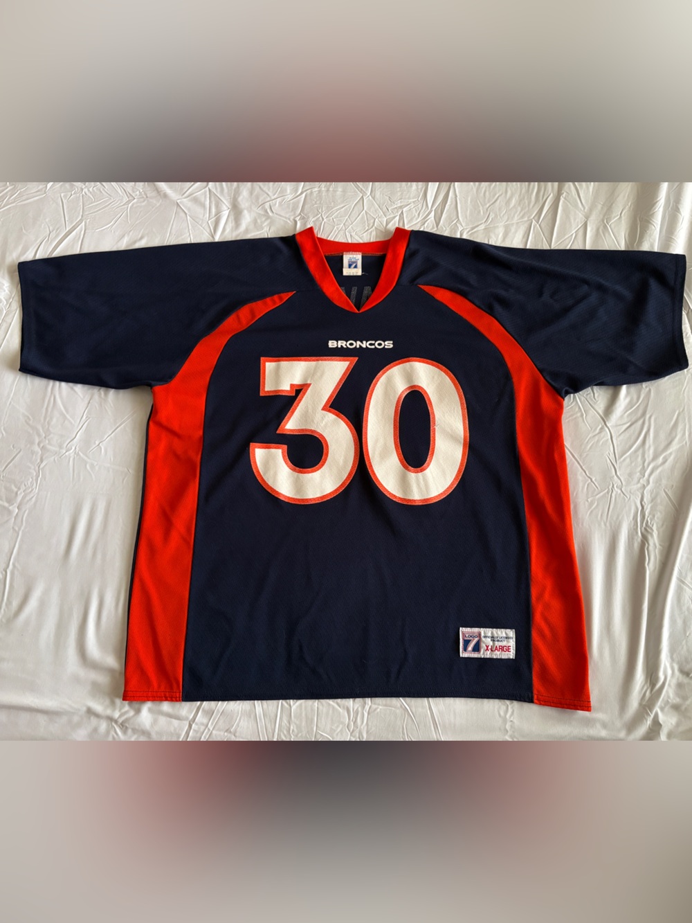 Mens Terrell Davis Denver Broncos Football Jersey #30 LOGO 7 XL Vintage Blue NFL